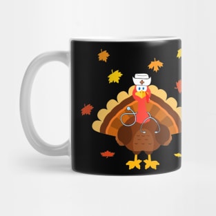 Cute Turkey Nurse Funny Thanksgiving Gift For Nurse Mug